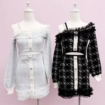 Ank Rouge 모노그램 니트 OP blue