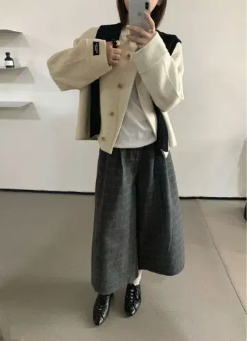 아이보리 울 혼방 가디건