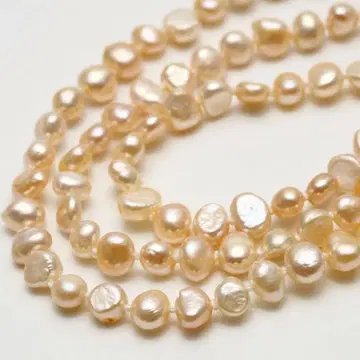 담수 진주 펄 슈퍼 롱 목걸이 6mm 내추럴 핑크 컬러