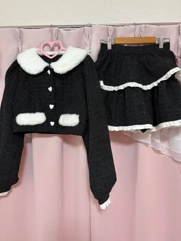 Honey Cinnamon 에코 퍼 칼라 트위드 셋업