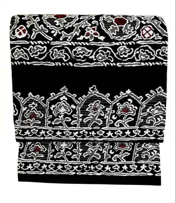 나고야 오비 블랙 꽃 크림슨 컬러 중고 약간의 데미지