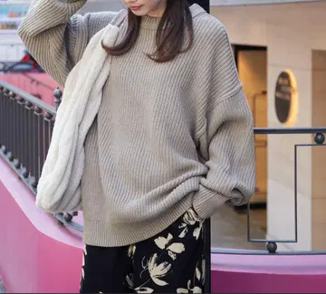 프릭스스토어 빅 실루엣 편직 크루넥 컬러 니트