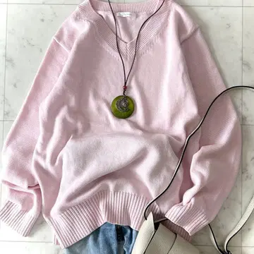 인기 플라주 plage 워셔블 코튼 니트 V넥 풀오버