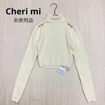 Cheri mi 미사용품 리브 니트 터틀넥 숏 기장