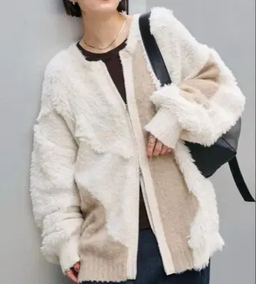 MONO-MART 2WAY 샤기믹스 더블 지퍼 니트 가디건