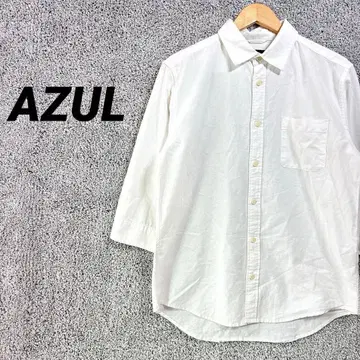 3320 AZUL 아즈르 7부 소매 셔츠 화이트 화이트 상의 포멀