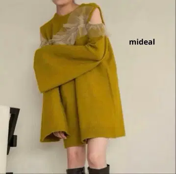 mideal 오픈 숄더 튤 튜닉