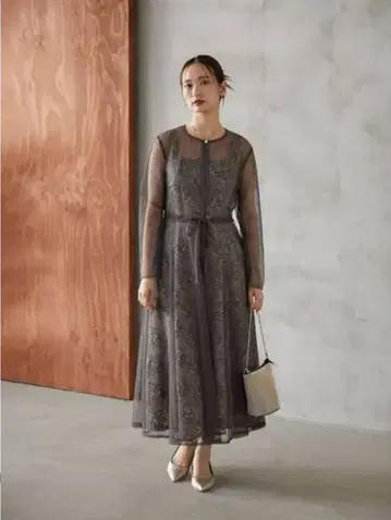 [ 미사용 택 포함 ] petirobe 레이어드 드레스 차콜 그레이