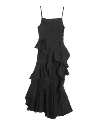 calnamur 로즈 비대칭 밑단 롱 원피스