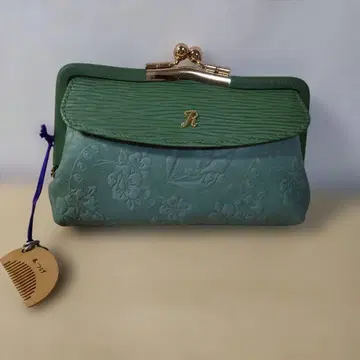 꽃무늬 엠보싱 코인 케이스 그린