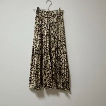 [ F ] 플리츠 스커트 / 레오파드 무늬 허리밴딩 화려한 캐주얼 코튼