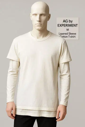 AG by EXPERIMENT 레이어드 슬리브 코튼 T셔츠 화이트 M