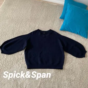 스픽앤스팬 일본제 울 니트 스웨터 네이비
