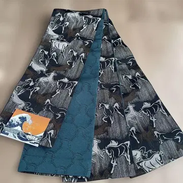 고급 성인 스타일 말 패턴 간지 오년 말발굽 리버서블 반폭 오비 새상품