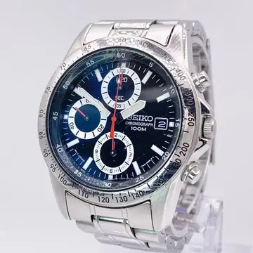 작동 SEIKO 크로노그래프 7T92-0DW0 블랙 다이얼 10기압