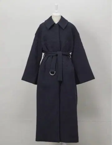 rosarymoon 자카드 롱 코트 네이비