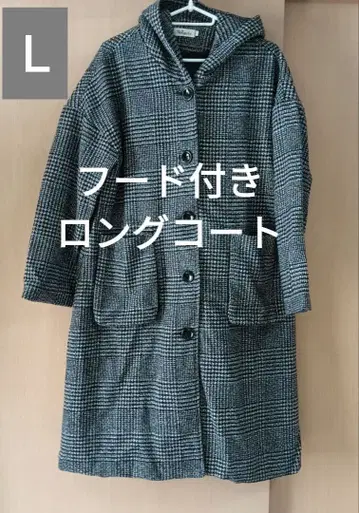 롱 코트 후드 부착 코트 블랙 계열