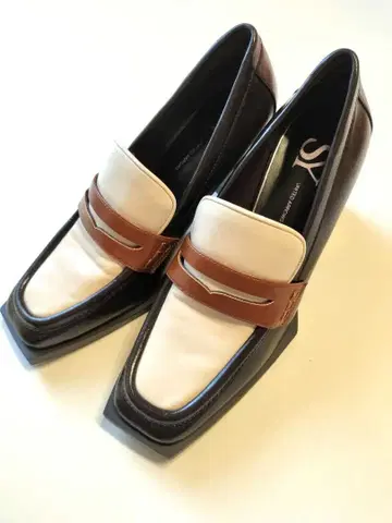 SY UNITED ARROWS 힐 로퍼 펌프스 화이트/브라운