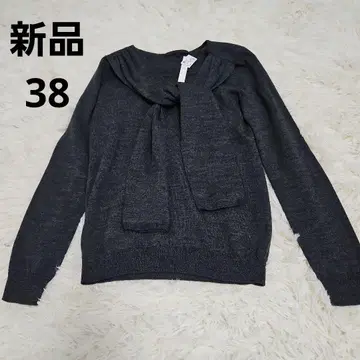 아나이 울 보타이 리본 그레이 니트 모 38 M