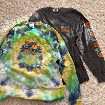 Dude Inn 타이다이 패턴 긴팔 티셔츠 2점 세트