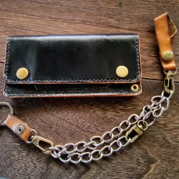 트래커 지갑 블랙 수제 롱