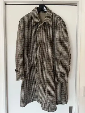 해리스 트위드 스텐카라 코트 하운드투스 체크 브라운