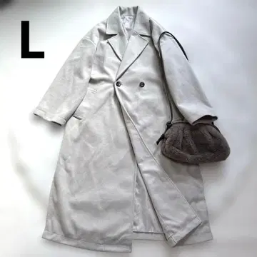 라이트 그레이 더블 브레스트 롱 코트