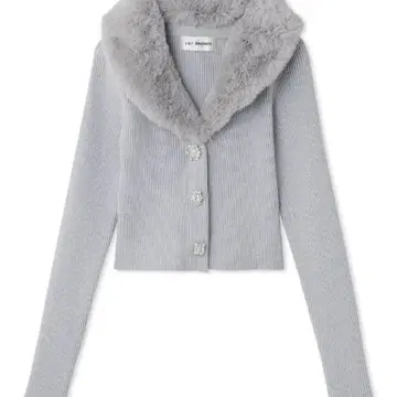 [ 익명 배송 ] Lily Brown 퍼 카라 니트 가디건