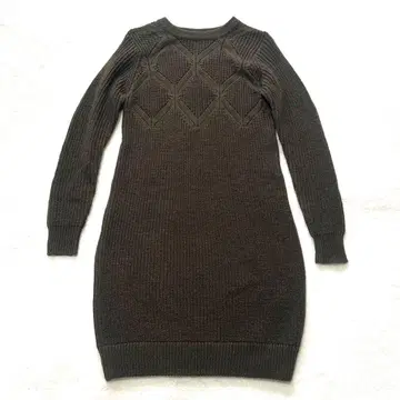 미사용 BEAMS HEART 케이블 니트 원피스 카키 울 혼방