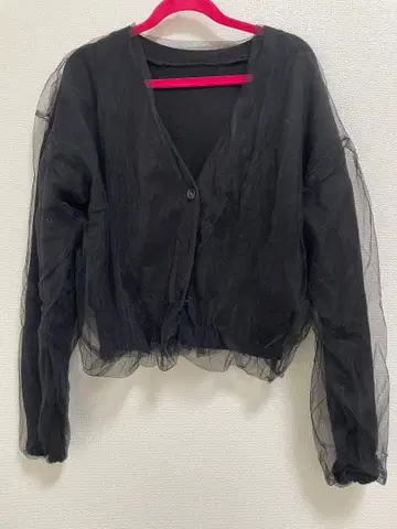 CAPRICIEUX LE'MAGE 튤 레이어드 가디건 블랙