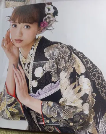 순수 실크 후리소데, 교유젠, 미재단