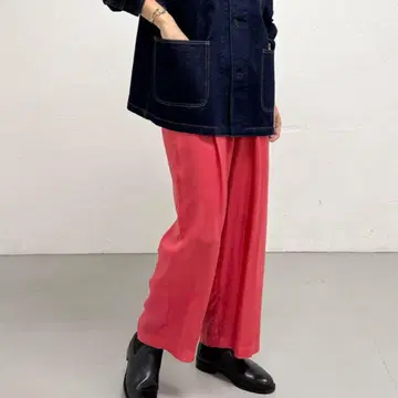 카구레 큐프라 오버 다이 팬츠 코랄 핑크