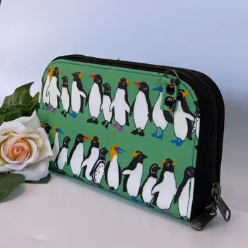 라미네이티드 W 손잡이 폭넓은 장지갑 백 (미니백) 펭귄