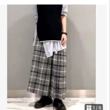 Y's 와이즈 체크 롱 스커트