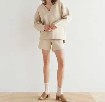 sealoomlynn 하프컷 코튼 니트 숏팬츠 네이비