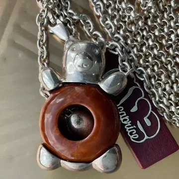 앤티크 롱 목걸이 실버 체인 이탈리아 브랜드 곰 테디베어