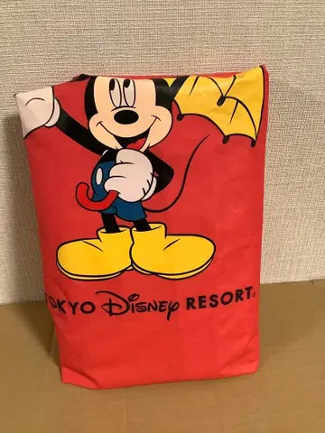 디즈니 리조트 미키 판초 레인코트 레드 성인용 M