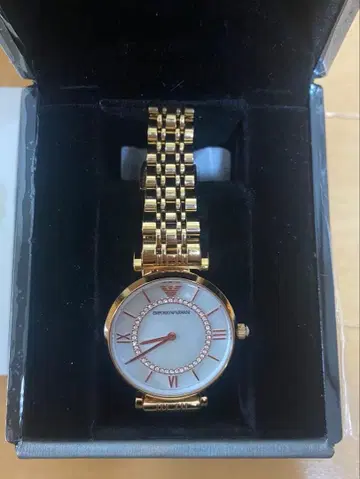 엠포리오 아르마니 여성용 손목시계 쉘&골드 박스 포함