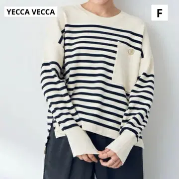 YECCA VECCA 긴팔 금장 버튼 포켓 보더 니트