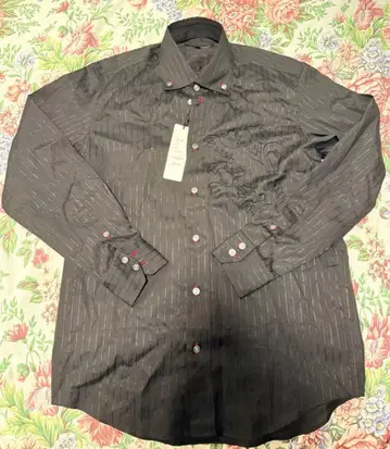 so what!? 다크 그레이 스트라이프 긴팔 와이셔츠