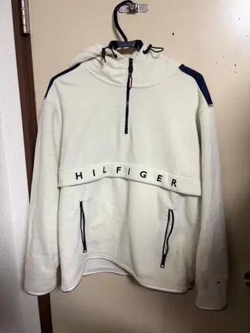 TOMMY HILFIGER 플리스 자켓 XL 화이트/네이비
