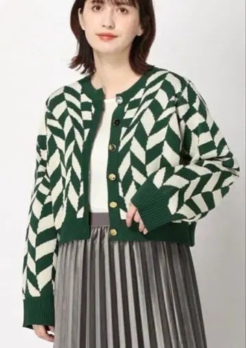 새상품급 JEANASIS 지나시스 7G 웨이브 체커 숏 가디건