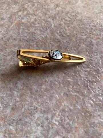 [호스 헤드] 빈티지 넥타이핀 말 모티브 골드 컬러 타원형 오벌