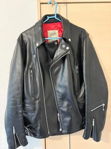 새상품급 666 가죽 더블 라이더 자켓 블랙