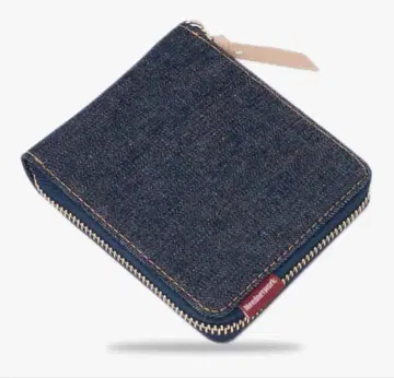 오카야마 데님 하자품 새상품 이단 접이식 라운드 지퍼 컴팩트