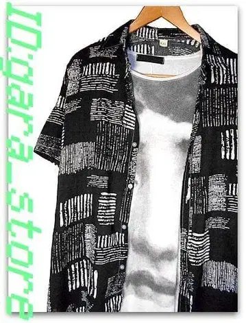 개성 넘치는! 모드 아트 올 패턴 반팔 big 셔츠