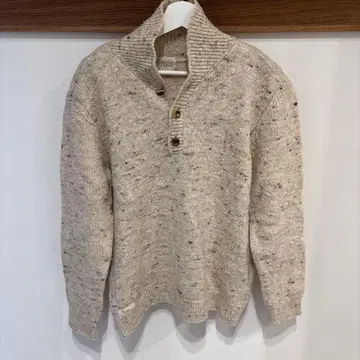 papas 베이지 버튼 하이넥 스웨터