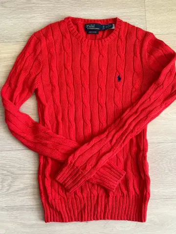 [ 새상품급 ] 폴로 케이블 니트 빨간색 긴팔