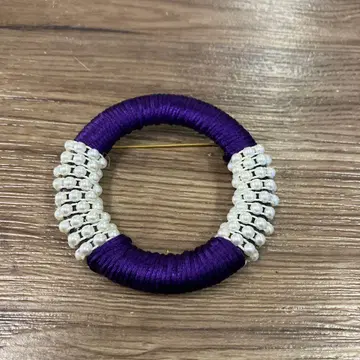 비즈 앤티크 브로치 코사지 일본 정통의상 소품 장식 원형 실크사 잡화