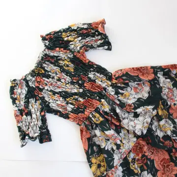 플라워 프린트 반팔 롱 원피스 꽃무늬